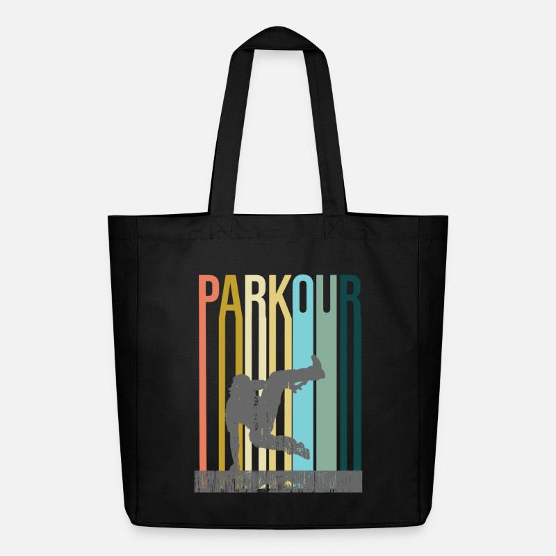 Parkour Retro - Midweight recycelter Stoffbeutel von Stanley/Stella - Schwarz