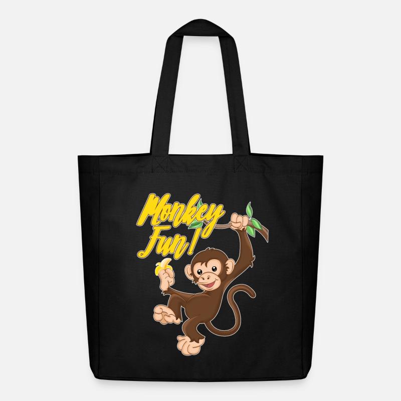 Monkey Monkey Fun Monkey Monkey - Midweight Recycled Tote Bag by Stanley/Stella - black