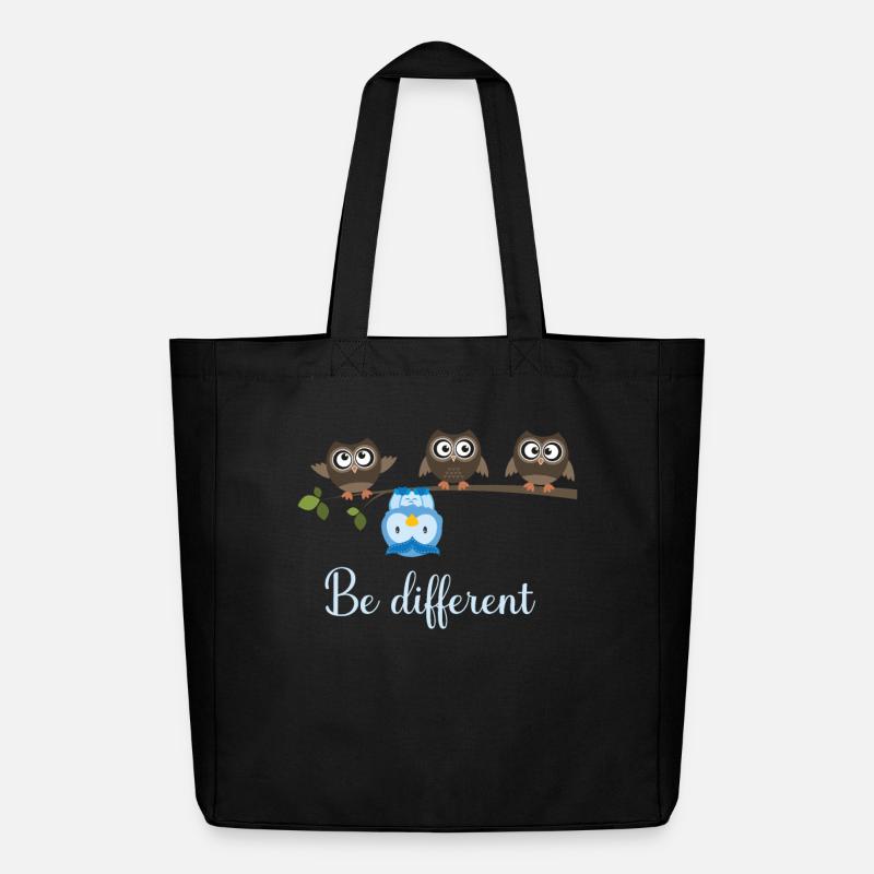 Be Different Eule - Midweight recycelter Stoffbeutel von Stanley/Stella - Schwarz