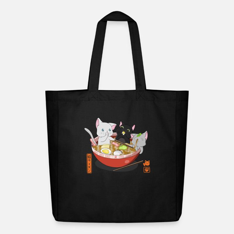 Ramen Katzen - Midweight recycelter Stoffbeutel von Stanley/Stella - Schwarz