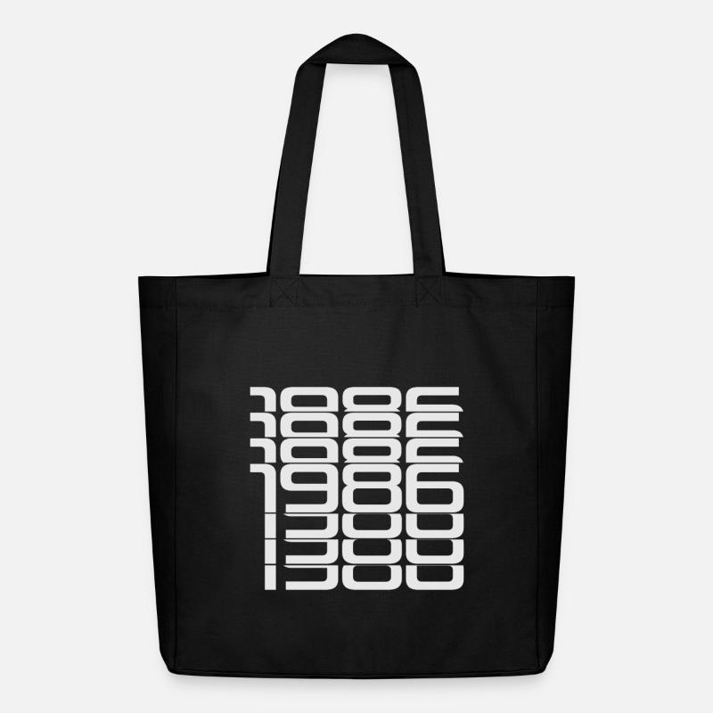 1986 Stack Digits Pattern - Midweight Recycled Tote Bag by Stanley/Stella - black