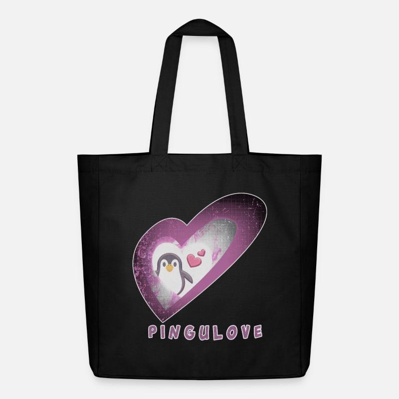 Pingulove Herzenspinguin Design - Midweight recycelter Stoffbeutel von Stanley/Stella - Schwarz
