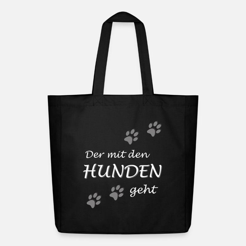 Der mit den Hunden geht Gassi Hundebesitzer Design - Midweight recycelter Stoffbeutel von Stanley/Stella - Schwarz