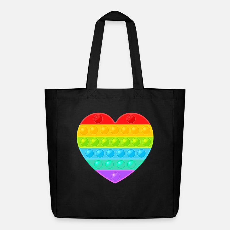 Pop It Popit Herz Bunt Regenbogen - Midweight recycelter Stoffbeutel von Stanley/Stella - Schwarz