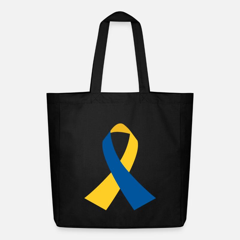 BlauGelb Ribbon Symbol - Midweight recycelter Stoffbeutel von Stanley/Stella - Schwarz