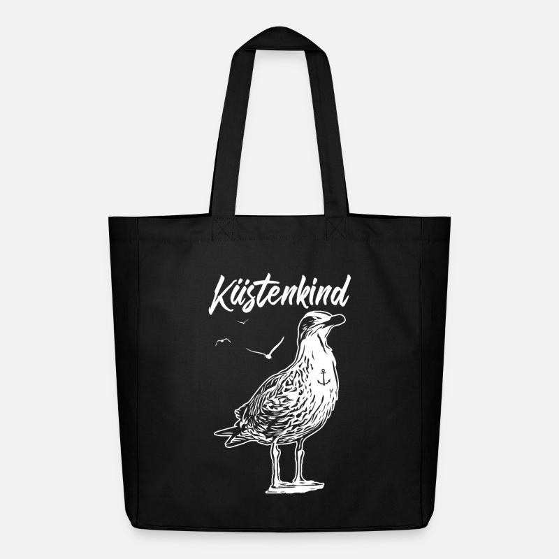Küstenkind | Möwe | Anker - Midweight recycelter Stoffbeutel von Stanley/Stella - Schwarz
