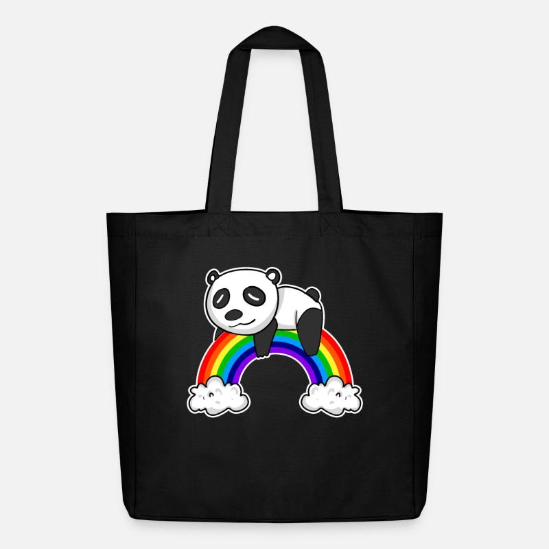 Regenbogen Panda - Midweight recycelter Stoffbeutel von Stanley/Stella - Schwarz
