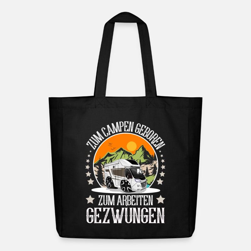 Camping Camper Campen - Midweight recycelter Stoffbeutel von Stanley/Stella - Schwarz