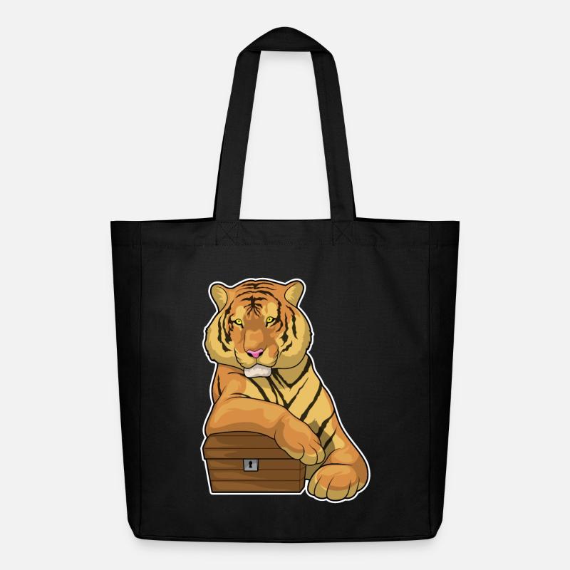 Tiger Schatzkiste - Midweight recycelter Stoffbeutel von Stanley/Stella - Schwarz