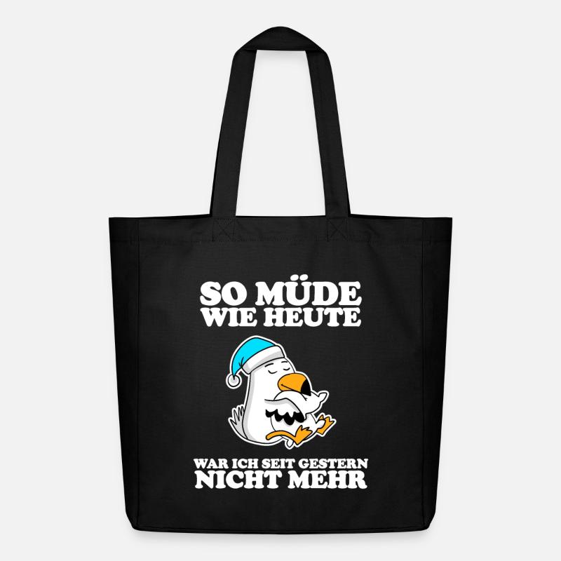 Müde Spruch lustig mit Möwe Motiv - Midweight recycelter Stoffbeutel von Stanley/Stella - Schwarz