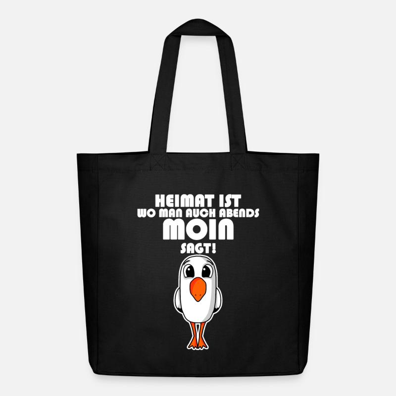 Nordsee Plattdeutsch Spruch Moin Möwe - Midweight recycelter Stoffbeutel von Stanley/Stella - Schwarz