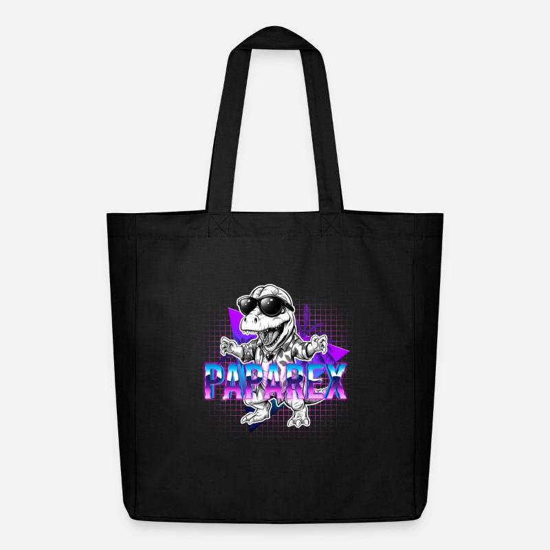 Papa Rex Dinosaurier Retrowave Vatertag Geschenk - Midweight recycelter Stoffbeutel von Stanley/Stella - Schwarz