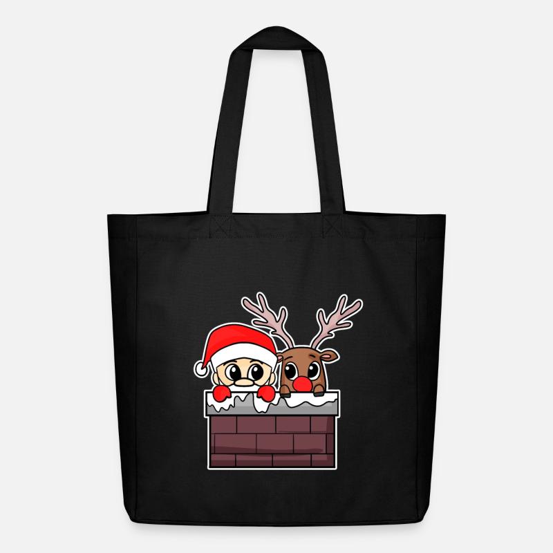 Weihnachtsmann Reh - Midweight recycelter Stoffbeutel von Stanley/Stella - Schwarz