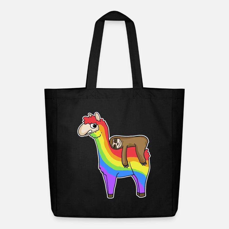 Alpaka Faultier Regenbogen Weihnachten - Midweight recycelter Stoffbeutel von Stanley/Stella - Schwarz