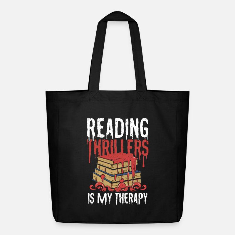 Reading Thrillers Is My Therapy - Midweight recycelter Stoffbeutel von Stanley/Stella - Schwarz