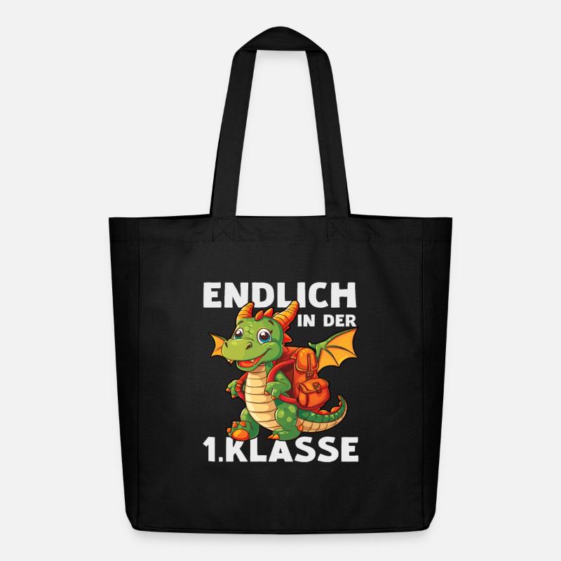 Drache 1 Klasse Einschulung Schule Drachen Spruch - Midweight recycelter Stoffbeutel von Stanley/Stella - Schwarz