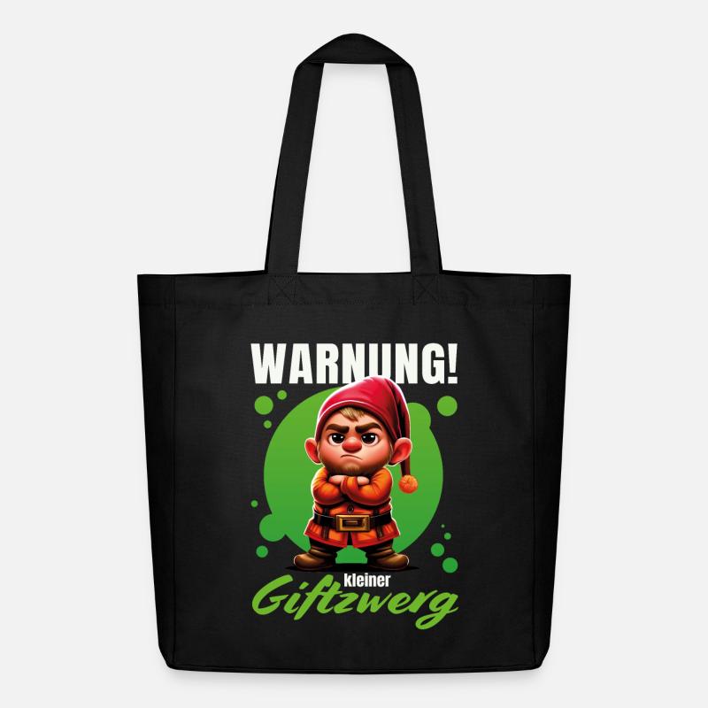 Warnung! Kleiner Giftzwerg – Grummeliger Zwerg - Midweight recycelter Stoffbeutel von Stanley/Stella - Schwarz
