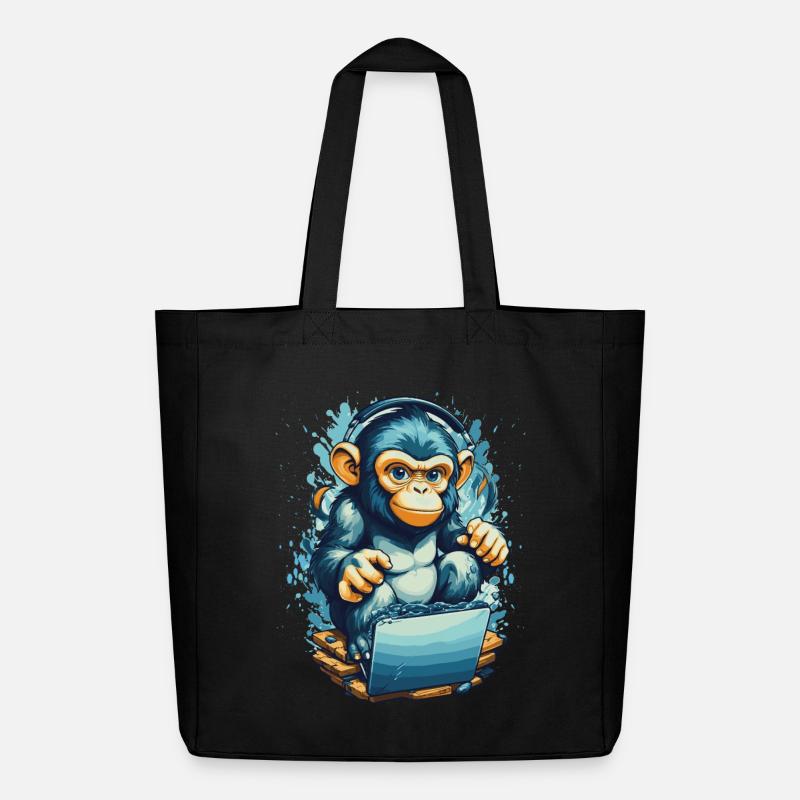 Clever Gaming Monkey - Midweight recycelter Stoffbeutel von Stanley/Stella - Schwarz
