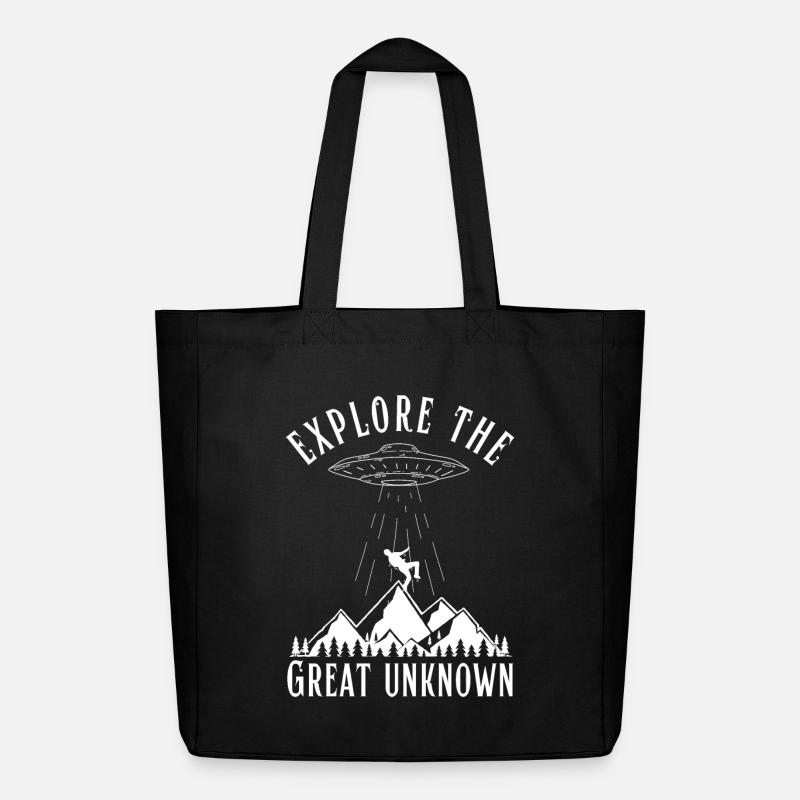 Explore the Great Unknown UFO Aliens - Midweight Recycled Tote Bag by Stanley/Stella - black