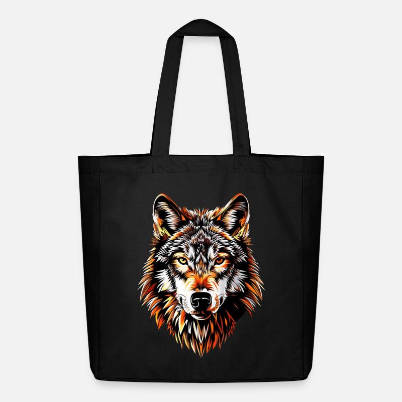 Wolf Motiv Wölfe Wolfsrudel Grauer Wolfshund Wolfs - Midweight recycelter Stoffbeutel von Stanley/Stella - Schwarz
