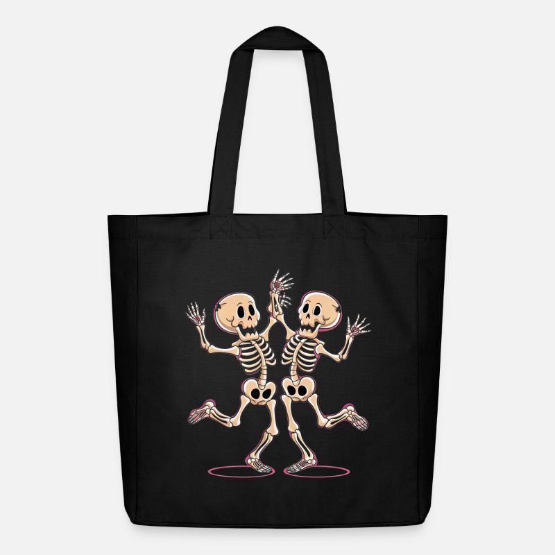Figurines de squelette de danse joyeuse - Tote bag Stanley/Stella Midweight recyclé - noir