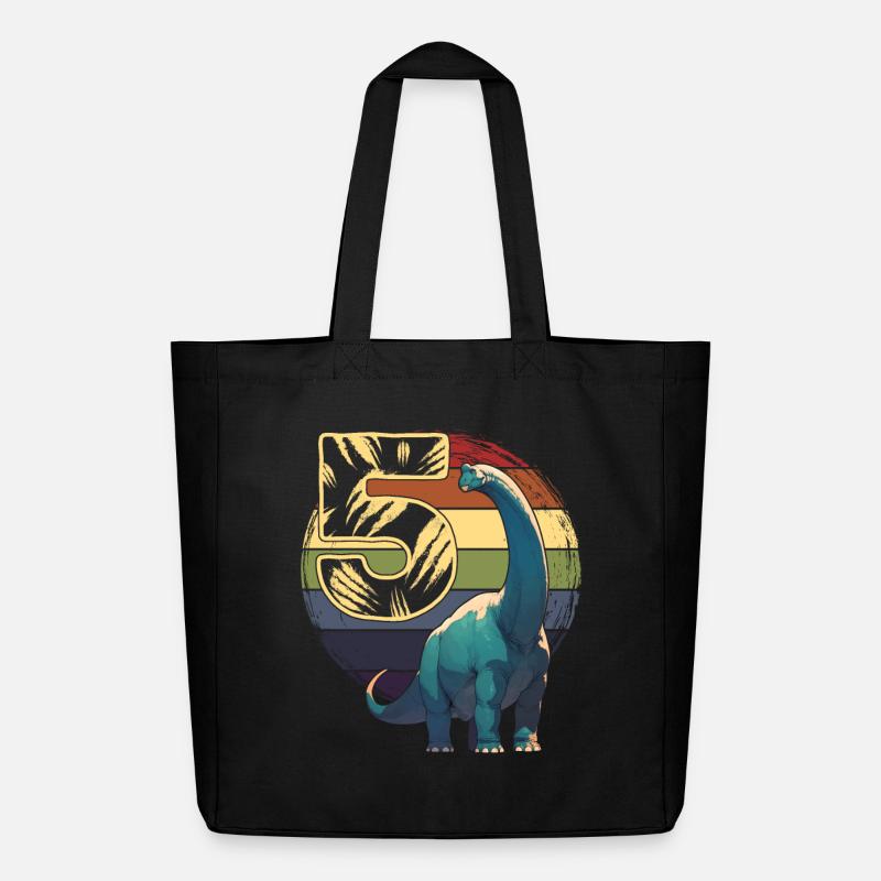 Brachiosaurus 5 Jahre 5. Geburtstag Geschenk - Midweight recycelter Stoffbeutel von Stanley/Stella - Schwarz