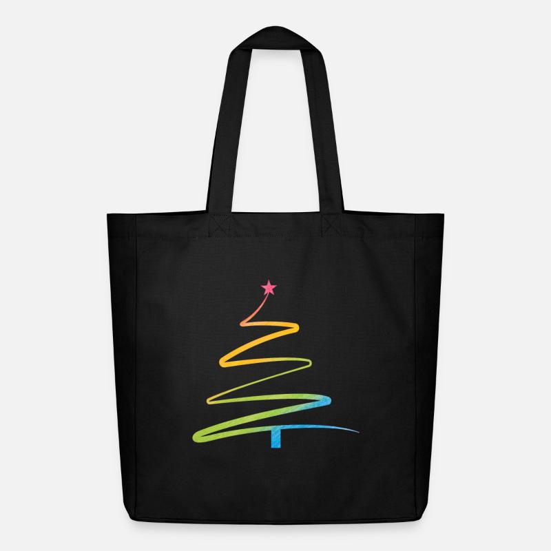 Regenbogen Weihnachtsbaum Aquarell - Midweight recycelter Stoffbeutel von Stanley/Stella - Schwarz