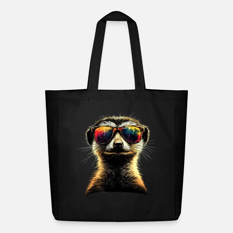 Erdmännchen Sonnenbrille Bunt Süßes Erdmännchen - Midweight recycelter Stoffbeutel von Stanley/Stella - Schwarz