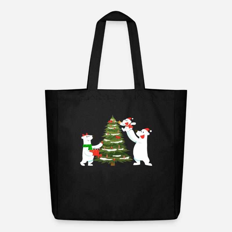 Eisbär Weihnachten - Midweight recycelter Stoffbeutel von Stanley/Stella - Schwarz
