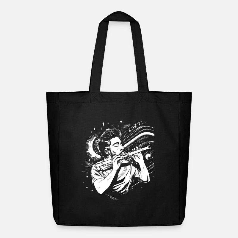 Flutist Drawing - Midweight Recycled Tote Bag by Stanley/Stella - black