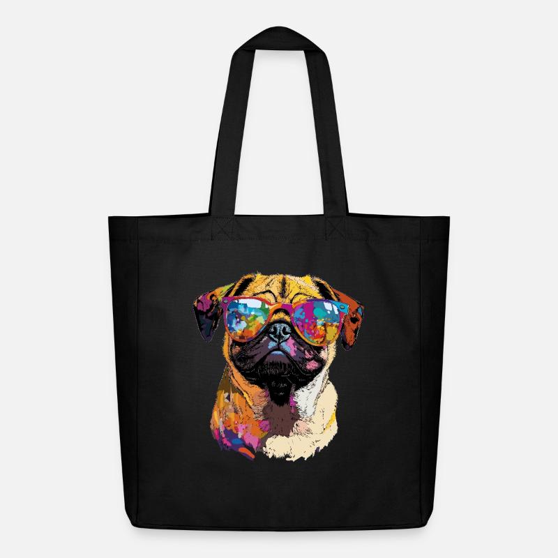 Mops Beige Hunde Liebe Carlin Kleiner Süßer Mops - Midweight recycelter Stoffbeutel von Stanley/Stella - Schwarz