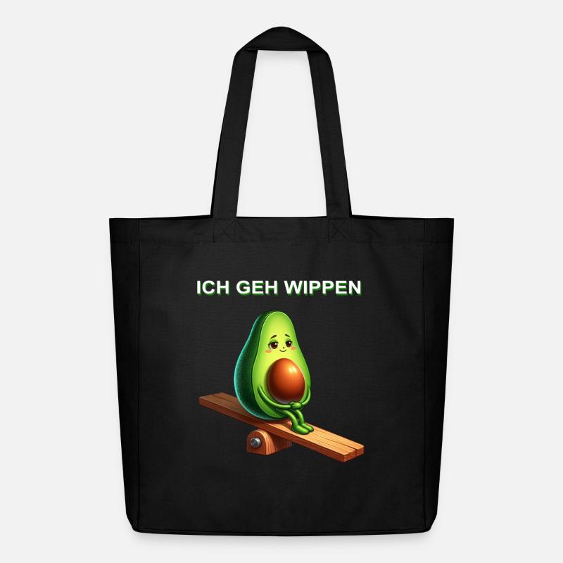 Avocado Wippe Comic süß vegan Spruch - Midweight recycelter Stoffbeutel von Stanley/Stella - Schwarz