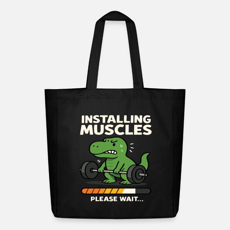 Installing Muscles Please Wait Funny Dinosaurus - Midweight recycelter Stoffbeutel von Stanley/Stella - Schwarz