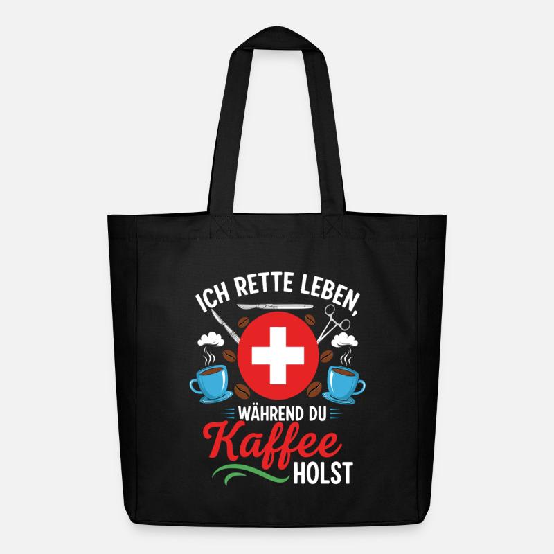 ICH RETTE LEBEN, WÄHREND DU KAFFEE HOLST - Midweight recycelter Stoffbeutel von Stanley/Stella - Schwarz