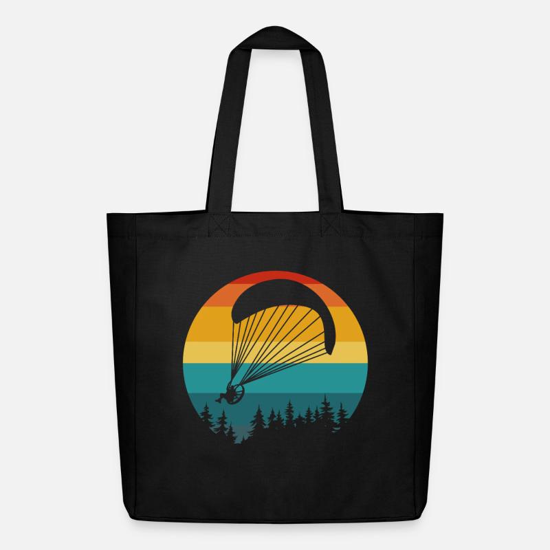 Gleitschirm Retro Landschaft - Midweight recycelter Stoffbeutel von Stanley/Stella - Schwarz