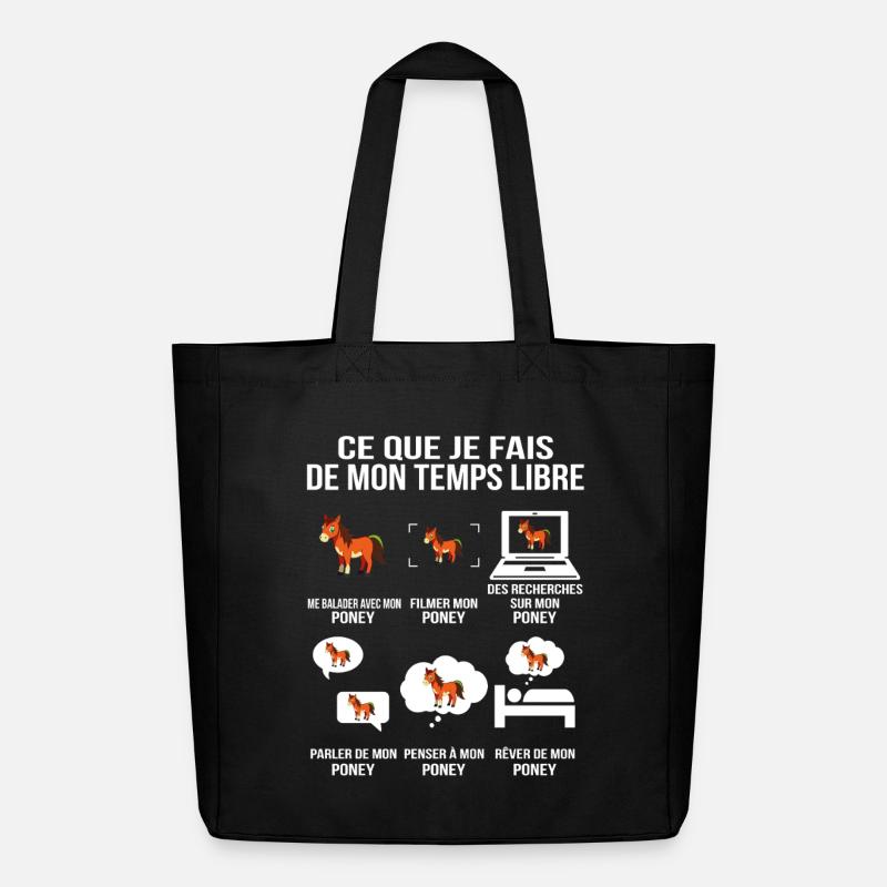 Ce que je fais de mon temps libre Poney - Tote bag Stanley/Stella Midweight recyclé - noir