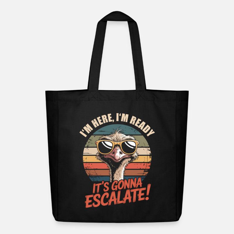 Im Here Ready Strauss Escalate Spruch Party Retro - Midweight recycelter Stoffbeutel von Stanley/Stella - Schwarz
