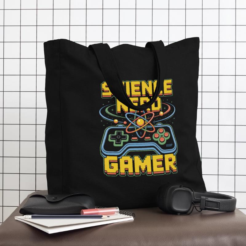 Science Nerd Gamer Atom Controller Wissenschaft Midweight Recycled Tote Bag by Stanley/Stella