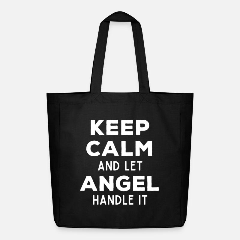Keep Calm Lass Angel das regeln Lustiger Spruch - Midweight recycelter Stoffbeutel von Stanley/Stella - Schwarz