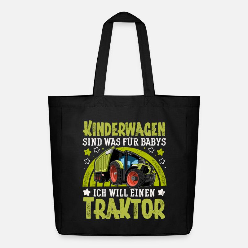 Traktor Kinder Lustiger Spruch - Midweight recycelter Stoffbeutel von Stanley/Stella - Schwarz