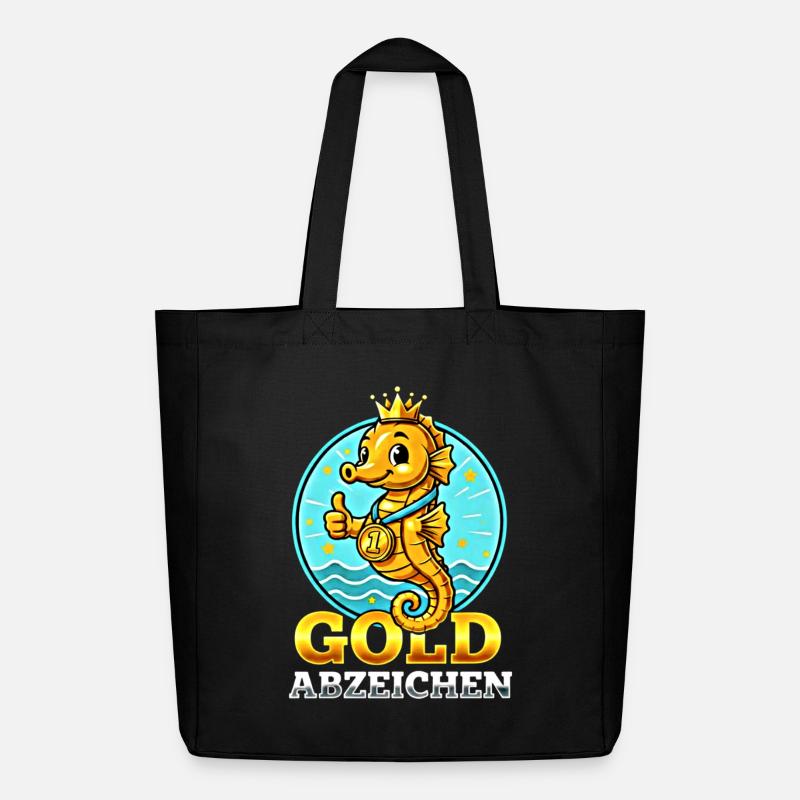 Seepferdchen Gold Abzeichen Schwimmen Leistung - Midweight recycelter Stoffbeutel von Stanley/Stella - Schwarz