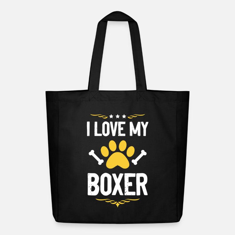 Ich liebe meinen Boxer – Pfote & Knochen - Midweight recycelter Stoffbeutel von Stanley/Stella - Schwarz