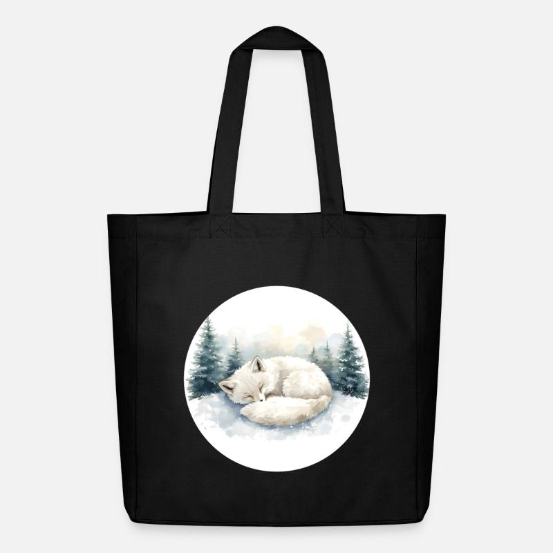Polarfuchs Schneeschlaf Aquarell - Midweight recycelter Stoffbeutel von Stanley/Stella - Schwarz