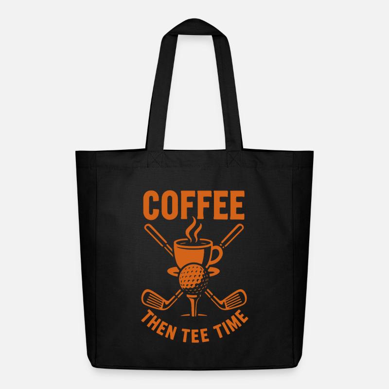 Kaffee Dann Tee Time Golf Humor Design - Midweight recycelter Stoffbeutel von Stanley/Stella - Schwarz