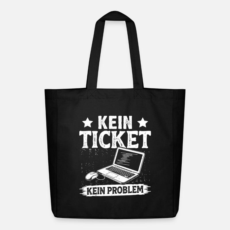 Nerd Computer KEIN TICKET KEIN PROBLEM LUSTIG - Midweight recycelter Stoffbeutel von Stanley/Stella - Schwarz