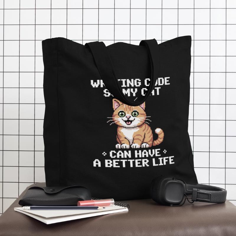 Programmier Katze Lustig Coding Und Katze Deutsch  Midweight recycelter Stoffbeutel von Stanley/Stella