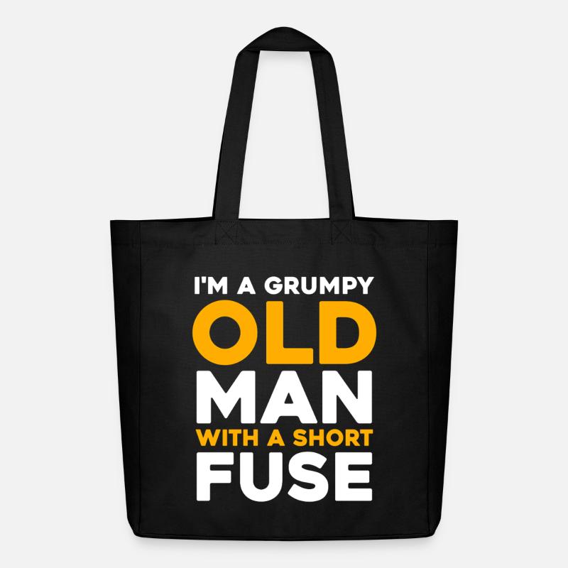Grumpy Old Man with a Short Fuse - Midweight Recycled Tote Bag by Stanley/Stella - black