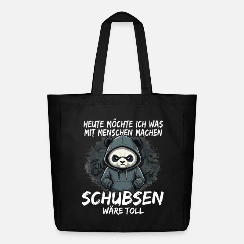 Grimmiger Panda – Sarkastisches Schubsen - Midweight recycelter Stoffbeutel von Stanley/Stella - Schwarz