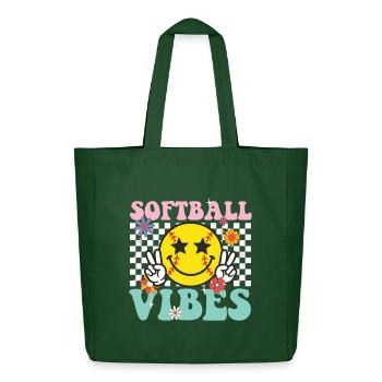 Softball-Vibes: Coole, spaßige Grafik für Spieler und Fans - Midweight recycelter Stoffbeutel von Stanley/Stella - Flaschengrün - Vorne