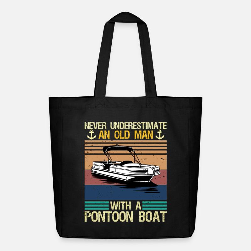 Never Underestimate An Old Man With Pontoon Boat - Midweight recycelter Stoffbeutel von Stanley/Stella - Schwarz